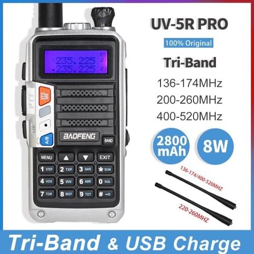 Baofeng Walkie Talkie UV-5R Pro Tri-Band 8W High Power Two Way Radio Portable Ham Radios HF Transceiver UV-5R Update Version