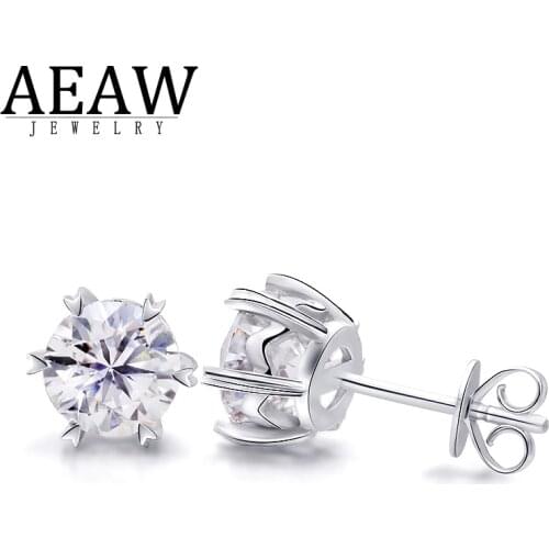 AEAW Total 2ctw EF VVS Diamond Test Passed Moissanite White Gold Plated 925 Silver Earrings Jewelry Woman Girlfriend Gift