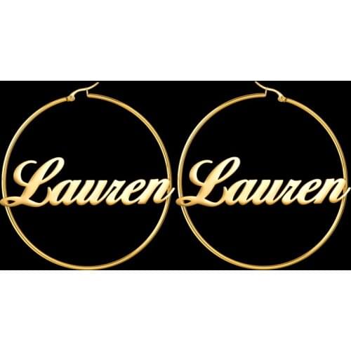 Stainless Steel Custom Name Hoop Earring Personalise Nameplate Letter Jewelry Girl Round Circle Piercing Customizded Oorbellen