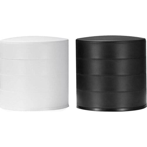 2Pcs Round Jewelry Box Small Storage Box 360 Degree Rotating Earrings Necklace 4 Layers Storage Box Family Travel Black