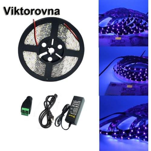 12V UV 395-405nm led strip black light 5050 3528 SMD Ultraviolet Waterproof tape lamp + power supply for DJ Fluorescence party