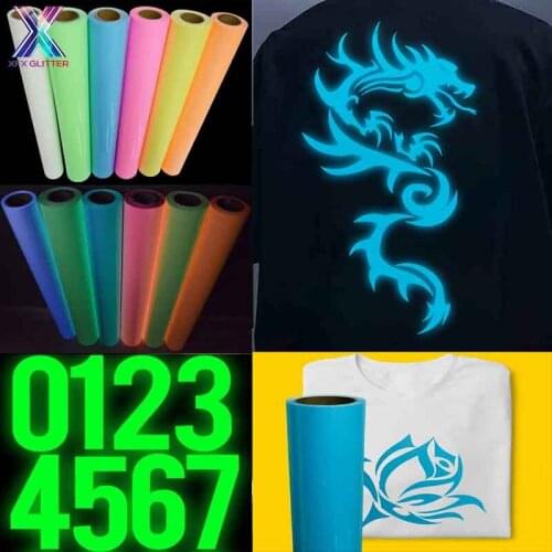 XFX HTV Free Shipping 1 Sheet 25cmx150cm Luminous Heat Transfer Vinyl Glow In Dark Noctilucent T-shirt Iron on HTV cricut vinyl