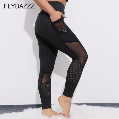Women High Waist Pocket Sexy Mesh Fitness Leggings Comfortable Breathable Yoga Legging Gym Workout Slim Pants Feminina Jeggings