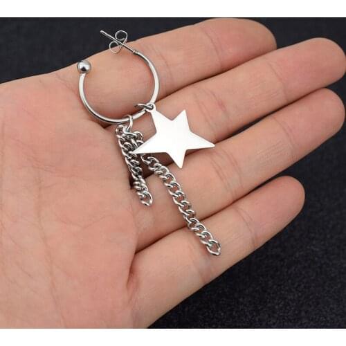 SOHOT Punk Chic Tassel Chain Star Pendant Women Stud Earrings Charming European Brand Geometric Circle Round Female Girl Jewelry