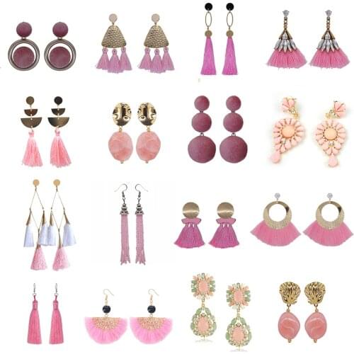 Yumfeel Brand New Bohemian Fashion Pink Earrings Women Long Tassel Drop Earring Jewelry Gifts