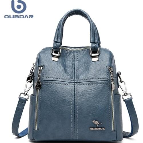 2021 New High Quality Women Leather Backpack Shoulder Bags Multifunction Travel Backpack School Bags for Girls Bagpack mochila