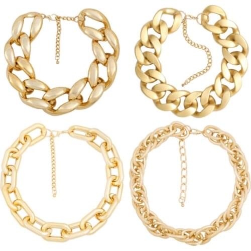 2021 Punk Thick Chains Choker Necklace For Women Fashion Hip Hop Gothic Cuban Charm Metallic Statement Necklace