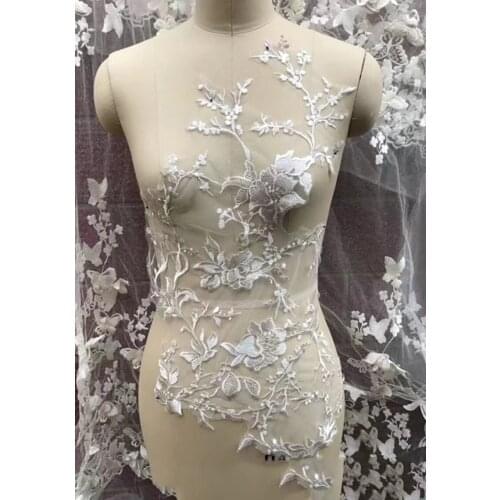 1/5Pieces Embroidery Wedding Dress Applique Ivory Patch Appliques DIY Bridal Headdress Lace Collar Lace Fabric