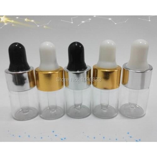 1ML 1G Rubber Pipette Dropper Vials, Glass Essential Oil bottle. Cosmetic Oil Packing Bottle, Clear Glass bottles, 100pcs/Lot