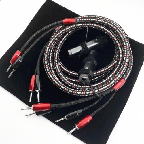 Pair CV8 Full-Range Hifi Audio Speaker Cable Silver Plated Banana / Spade Plug Carbon 72V DBS