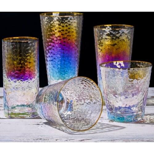 1Pcs Colorful Water Glass Creative Tea Coffee Cappuccino Mug Home Kitchen Office Juice Milk Drinkware Japanese Style Glass Cup