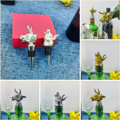 1Pcs Wine Pourer Cow Head Pour Spouts Animal Wine Mouth Bottle Stopper Drinks Bar Tools Night Club Bar Accessories