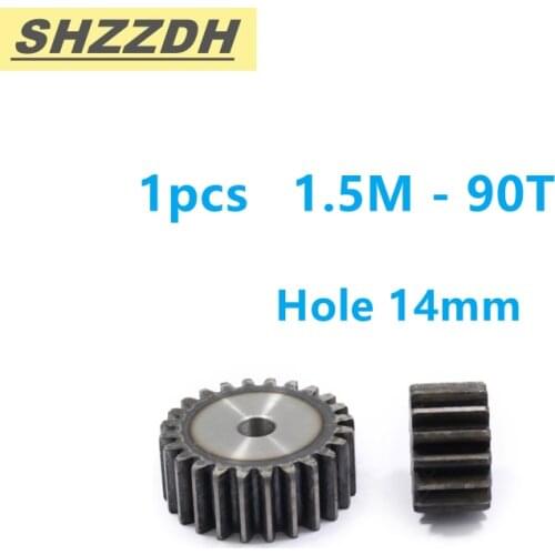 1PCS spur gear 1.5M 90T inner hole 14mm flat gear 45# steel CNC frame parts