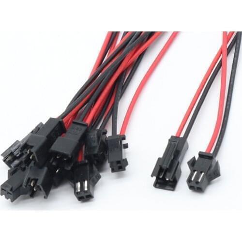 10Pairs 200mm Long JST SM 2 Pins Plug Male To Female Wire Connector AWG 26/24/22 For LED Strips Light