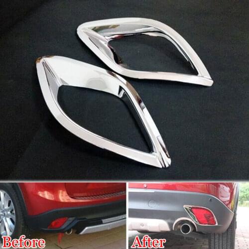 2Pcs ABS Chrome Rear Foglight Fog Light Lamp Cover Trim Molding Bezel Frame Decoration Fit For 2015 mazda CX-5 CX5 Car Styling