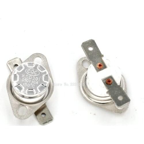 2PCS/LOT KSD301 180 Degree 250V 10A Normal Close Ceramics Temperature Controlled Switch Thermostat Wholesale