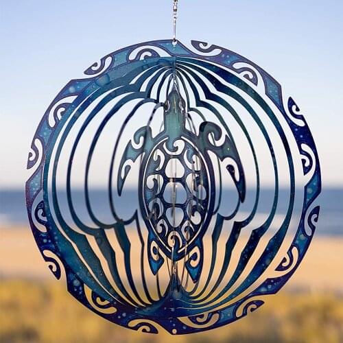 3D Sea Turtle Wind Spinner Foldable Rotating Wind Chime Ocean-Blue Wind Spinner Home Garden Yard Outdoor Decor