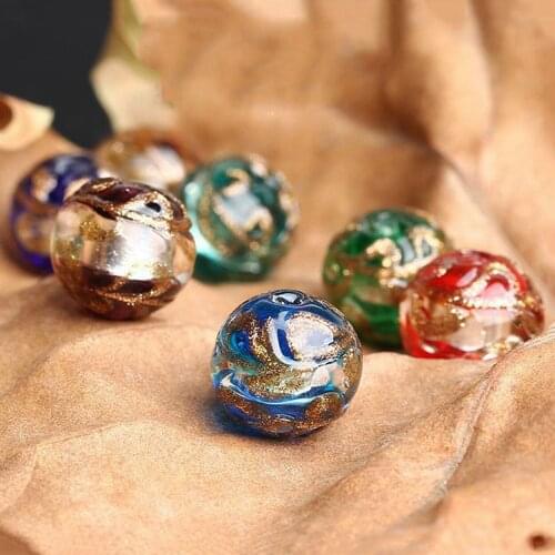 Round 12mm Foil Circle Strips Lampwork Glass Handmade Loose Crafts Beads for Jewelry Making DIY Findings