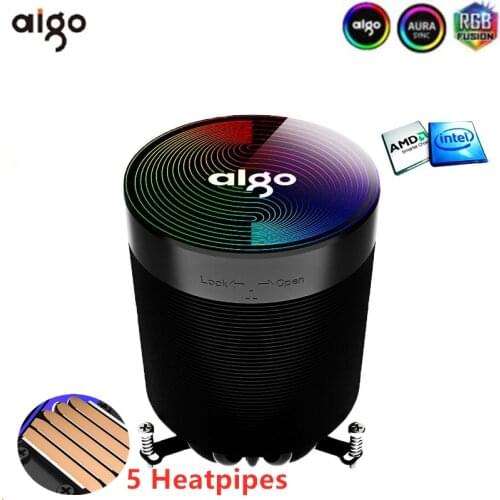 Aigo shadow CPU Cooler 4pin pwm aura sync 5 Pure Copper Heat-pipes freeze Tower Cooling System CPU Cooling led rgb Fan Radiator