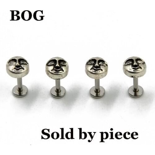 BOG-Vintage Sun Internally Thread Monroe Labret Lip Ring Stud Ear Tragus Cartilage Earring Body Jewelry 16g