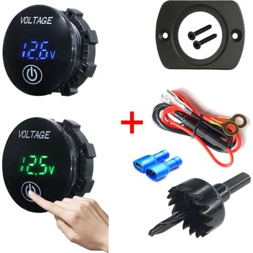 DC 5-48V LED Display Digital Panel Voltmeter Voltage Meter Volt Tester With Touch ON OFF Switch for Auto Car Motorcycle Marine
