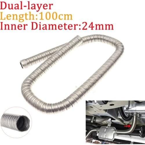 100cm 24mm Dual-layer Car Heater Exhaust Pipe Air Diesel Heater Exhaust Hose Tube Line Stainless Steel For Webasto Eberspacher