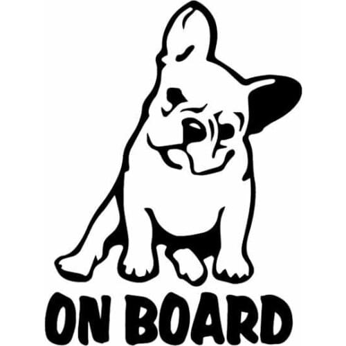 Creative Car Sticker Vinyl Decal Dog French Bulldog on Board Cartoon Decals Waterproof Accessories Black/Silver,14cm*10cm