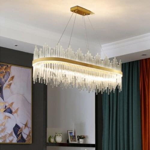 Modern Luxury Minimalist Crystal Glass Pendant Lights Dining Living Room Bedroom Led Hanging Light Fixture Indoor Lighting Lamp