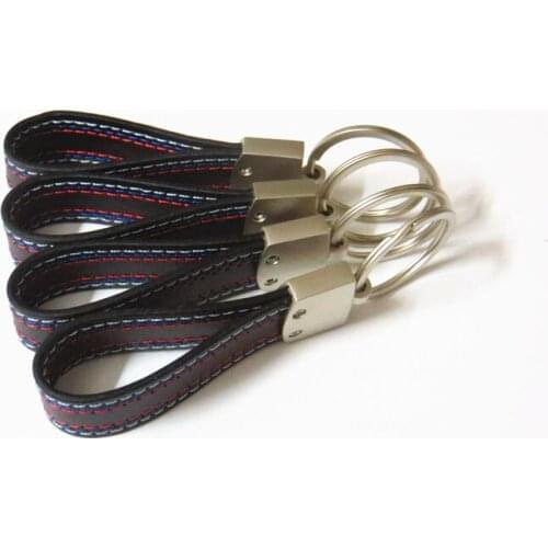 3D 10pcs Blue Metal+Leather Car Keychain Key Chain Car Interior For R/M Tech M S port M3 M5 X1 X3 E46 E39 E60 F30 E90 F10 F30 E3