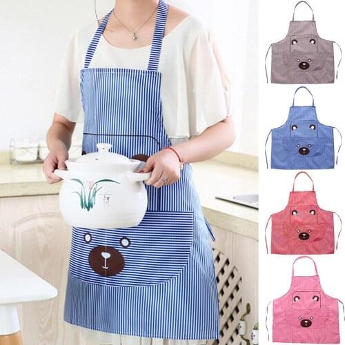 Cute Bear Design Sleeveless Kitchen Cooking Restaurant Apron Cover with Pocket Household Cooking Baking Aprons Gadgets New