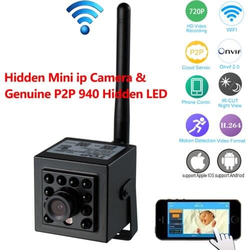 Mini P2P IP Camera With Genuine 940nm Invisible LED & ONVIF2.0 for Network Recording Free App & CMS software for Video Monitor