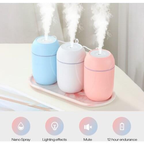 Mini Air Humidifier 260ML Colorful Night Light Desktop Portable Aroma Essential Oil Diffuser Mist Maker for Car Home Office