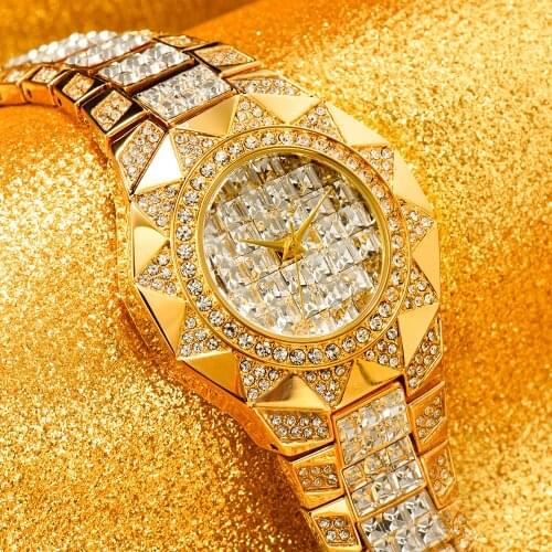 MISSFOX Sun Japan Movement Women Watches Brand Luxury Full Diamond Steel Silver Ladies Watch Analog Round Quartz Wristwatch