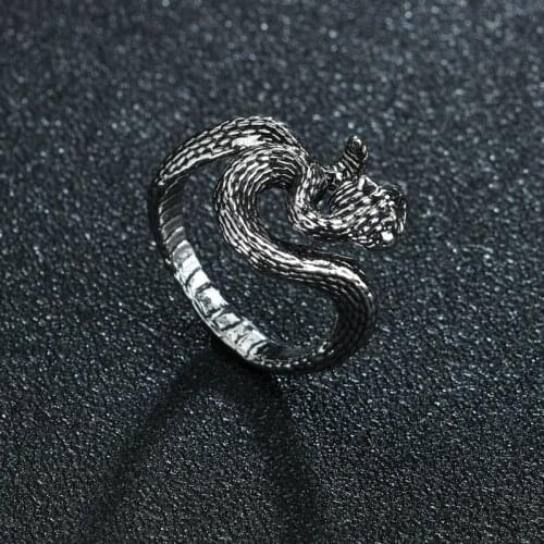 Fashion Retro Exaggerated Spirit Snake Ring Punk Style Snake-shaped Nightclub Ring Student Index Finger Ring Trend Jewelry Gift