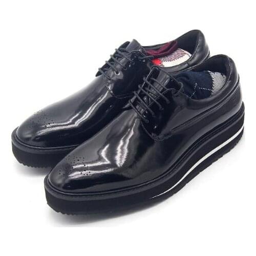 New genuine leather fashion loafer shoes for men derby platform shoes lace up handmade casual men shoes