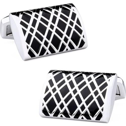 Men Jewelry French Shirt Black Enamel Cuff Links Fasten Buttons