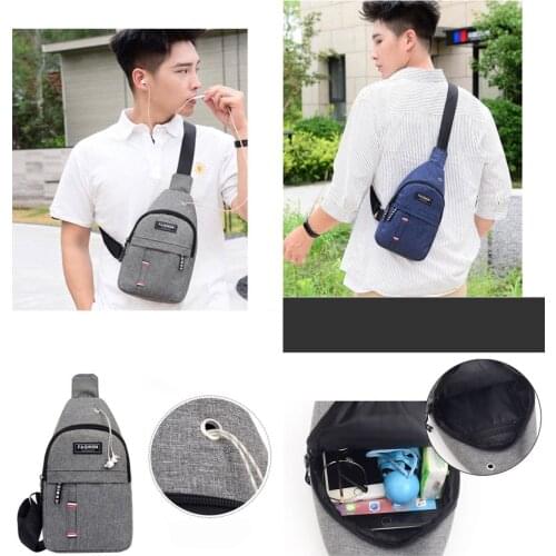 Men Chest Bag Simple Shoulder Bag Travel Mini Black Gray Blue Crossbody Bag Storage Bags Canvas Multi-functional Phone Bags