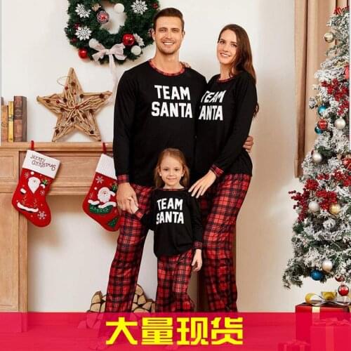 2020 Amazon AliExpress Autumn and Winter New Homewear Parent-Child Suit Christmas Plaid Letters Printed Parent-Child Suit