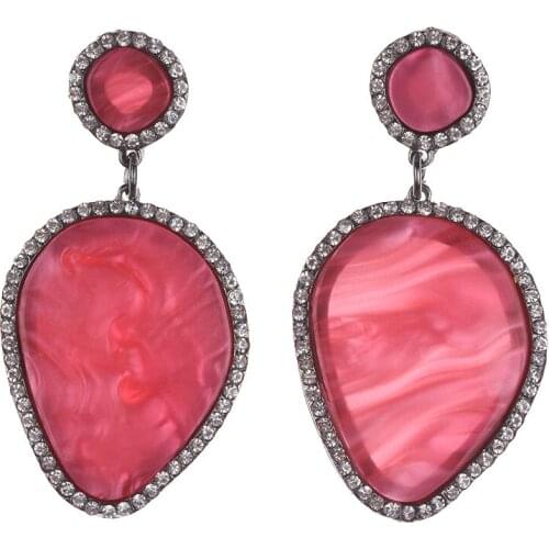 2019 New Womens Bohemian Big Plastic Drop Earrings Jewelry ZA Earring Femme Charm Crystal Wedding Statement Dangle Earrings