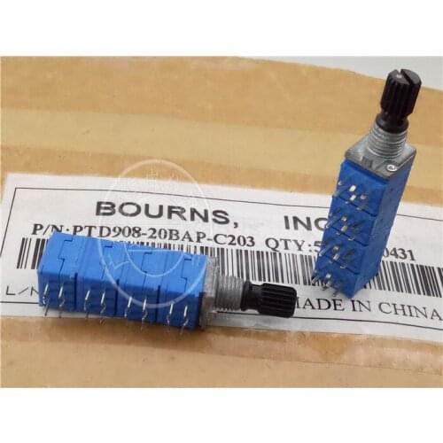 Original new 100% import 9011 series PTD908-20BAP-C20K 20K 6 couplet potentiometer black handle 15MM (SWITCH)