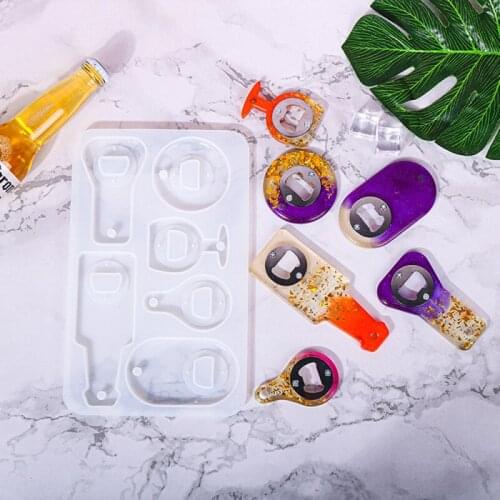 Wine Bottle Opener Resin Casting Silicone Molds Kit DIY Beer Spanner Keychain Pendant Decoration