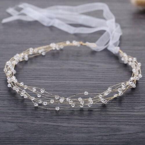 Women Elegant Hairwear Pearl Crystal Headband Hair Jewelry Wedding Hair Accessories Romantic Bridal Head Chain Headdress