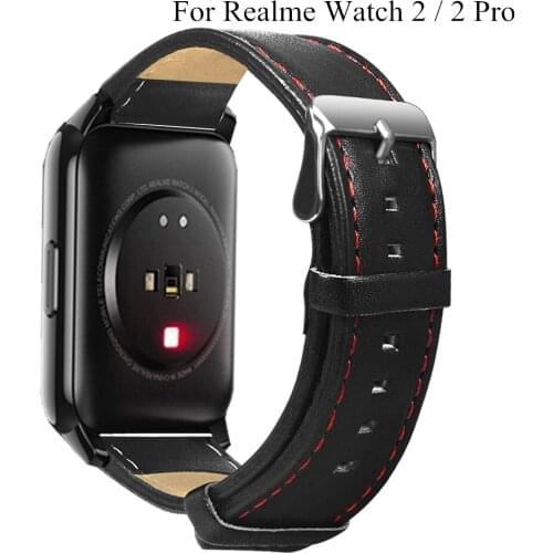 Leather Strap For Realme Watch 2/2 Pro Bracelet 22mm Women Men Watchband Accessories PU Leather Wristband for Realme Watch S Pro