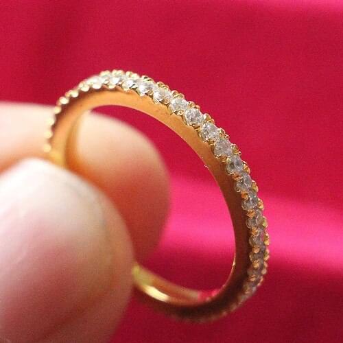 Luxury Quality 925 Sterling Silver Diamond Ring for Women Yellow Gold Color Diamond Band Promise Jewelry