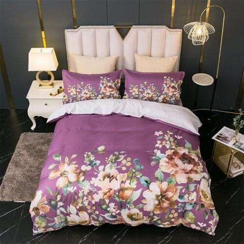 Luxury Bedding Set King Size Purple Flower Duvet Cover Set With Pillowcase Bed Line Comforter Set Bedclothes Queen Bed sets