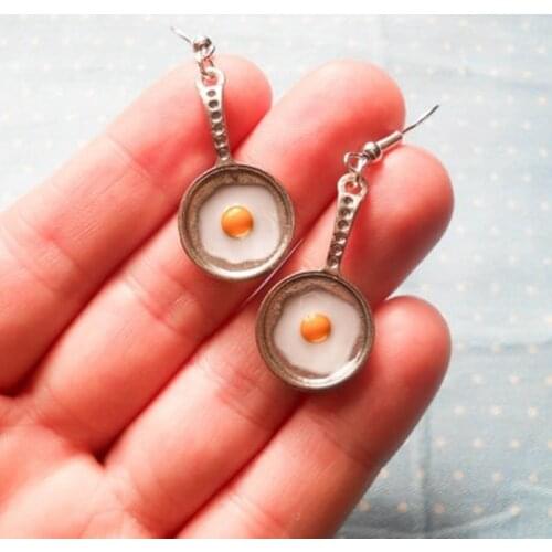 Fried Egg Earrings, Food Earrings, Frying Pan Earrings, Cute Earrings, Kawaii, Gift Idea