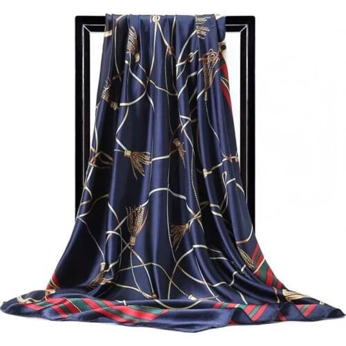 Silk Scarves Women Foulard 90cm Square Head Hijab Scarf female Ladies chiffon Shawl Bandanna wrap muffler pareo soft pashmina