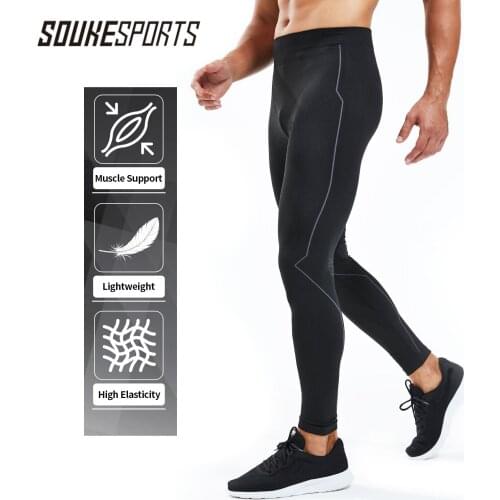 Souke Sports Thermal Underwear for Men Sport Base Layer for Male Compression Pants Tights Leggings for Skiing Running Jogging