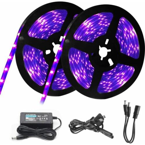 10m 12V UV 395-405nm led strip black light 5050 3528 Ultraviolet Waterproof tape lamp + power supply for DJ Fluorescence party