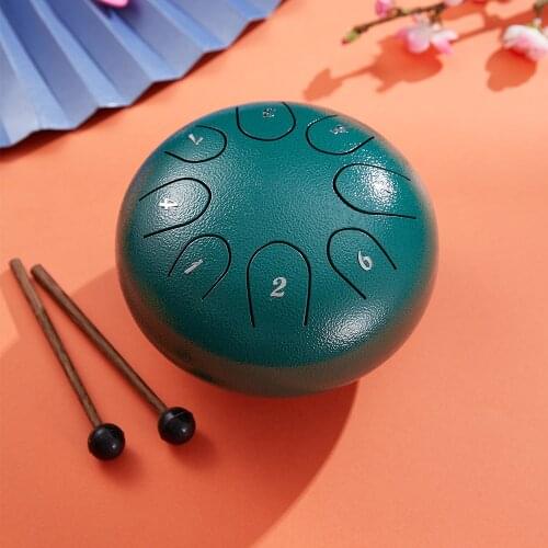 Meditation Tambourine Percussion Pan Drum Tounge Music Instrument Tongue Drum 6 Inch 8 Tune Steel Handdrum With Drumsticks